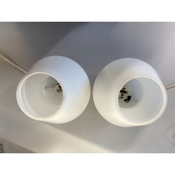 COPPIA LAMPADA TAVOLO VINTAGE ABATJOUR FUNGO VETRO MURANO OPALINO ø 17 x 19 cm/h