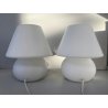 COPPIA LAMPADA TAVOLO VINTAGE ABATJOUR FUNGO VETRO MURANO OPALINO ø 17 x 19 cm/h
