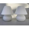 COPPIA LAMPADA TAVOLO VINTAGE ABATJOUR FUNGO VETRO MURANO OPALINO ø 17 x 19 cm/h