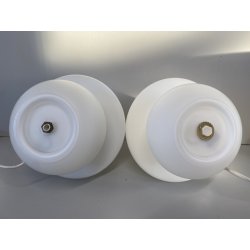 COPPIA LAMPADA TAVOLO VINTAGE ABATJOUR FUNGO VETRO MURANO OPALINO ø 17 x 19 cm/h