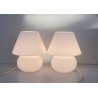 COPPIA LAMPADA TAVOLO VINTAGE ABATJOUR FUNGO VETRO MURANO OPALINO ø 17 x 19 cm/h