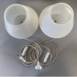 COPPIA LAMPADA TAVOLO VINTAGE ABATJOUR FUNGO VETRO MURANO OPALINO ø 17 x 19 cm/h