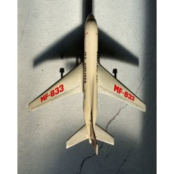GIOCO LATTA VINTAGE AEREO FRICTION Jet Airliner BOEING MF-833 FUNZIONA CHINA '60