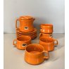 VINTAGE SET 5 pers DESIGN Franco Pozzi SERVIZIO THE CERAMICA ARANCIONE TEIERA 70