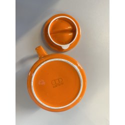 VINTAGE SET 5 pers DESIGN Franco Pozzi SERVIZIO THE CERAMICA ARANCIONE TEIERA 70