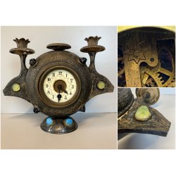 OROLOGIO DA CAMINO Junghans CLOCK CLOCHE ART NOUVEAU  NON funziona ø 23 cm/h