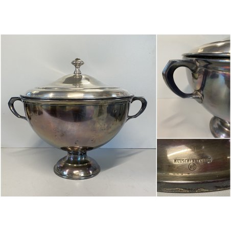 ANTICA ZUPPIERA ART DECO Hutschenreuther METALLO ARGENTATO ø 27