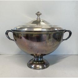 ANTICA ZUPPIERA ART DECO Hutschenreuther METALLO ARGENTATO ø 27