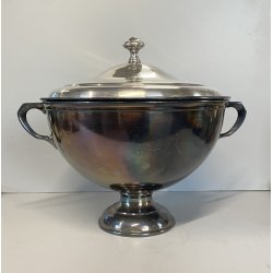 ANTICA ZUPPIERA ART DECO Hutschenreuther METALLO ARGENTATO ø 27