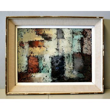 ANTICO DIPINTO AFFRESCO ENCAUSTO OLIO Bonso MESTRE ASTRATTO VENEZIA LAGUNA 1960
