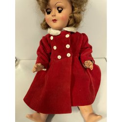 ANTICA BAMBOLA PRINCIPESSA cappotto rosso ELEGANTE 1930/40 COMPOSIZIONE h 42cm