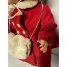 ANTICA BAMBOLA PRINCIPESSA cappotto rosso ELEGANTE 1930/40 COMPOSIZIONE h 42cm