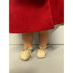 ANTICA BAMBOLA PRINCIPESSA cappotto rosso ELEGANTE 1930/40 COMPOSIZIONE h 42cm