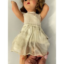 ANTICA BAMBOLA PRINCIPESSA cappotto rosso ELEGANTE 1930/40 COMPOSIZIONE h 42cm