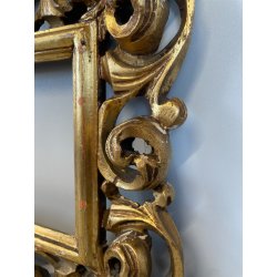 ANTICA CORNICE BAROCCA DORATA epoca 900 OLD LEGNO SCOLPITO FOGLIA ORO 34 x 42 cm