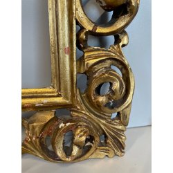 ANTICA CORNICE BAROCCA DORATA epoca 900 OLD LEGNO SCOLPITO FOGLIA ORO 34 x 42 cm