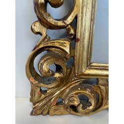 ANTICA CORNICE BAROCCA DORATA epoca 900 OLD LEGNO SCOLPITO FOGLIA ORO 34 x 42 cm