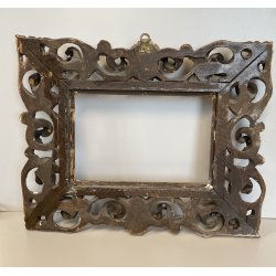 ANTICA CORNICE BAROCCA DORATA epoca 900 OLD LEGNO SCOLPITO FOGLIA ORO 34 x 42 cm