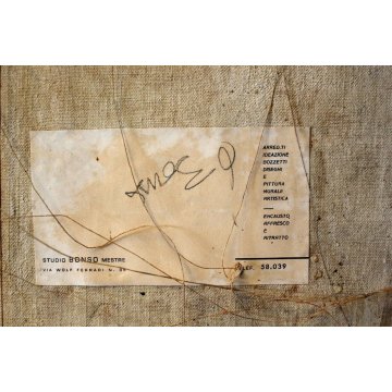 ANTICO DIPINTO AFFRESCO ENCAUSTO OLIO Bonso MESTRE ASTRATTO VENEZIA LAGUNA 1960