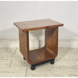 TAVOLINO ART DECÒ LEGNO SGABELLO ANNI 40 RADICA TAVOLO SALOTTO VINTAGE TABLE