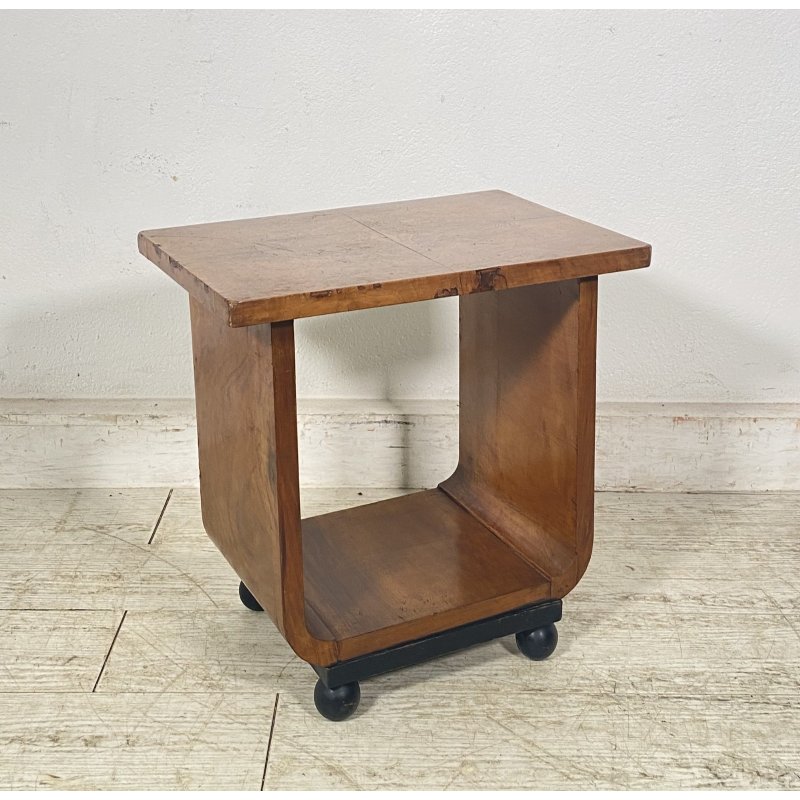 TAVOLINO ART DECÒ LEGNO SGABELLO ANNI 40 RADICA TAVOLO SALOTTO VINTAGE TABLE