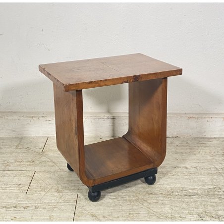 TAVOLINO ART DECÒ LEGNO SGABELLO ANNI 40 RADICA TAVOLO SALOTTO VINTAGE TABLE