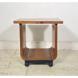 TAVOLINO ART DECÒ LEGNO SGABELLO ANNI 40 RADICA TAVOLO SALOTTO VINTAGE TABLE