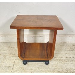 TAVOLINO ART DECÒ LEGNO SGABELLO ANNI 40 RADICA TAVOLO SALOTTO VINTAGE TABLE