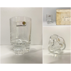 SET 6 BICCHIERI CRISTALLO BASE TRILOBATA WHISKY Mod. Nostromo ø 8x12 cm/h '70s