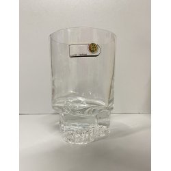 SET 6 BICCHIERI CRISTALLO BASE TRILOBATA WHISKY Mod. Nostromo ø 8x12 cm/h '70s