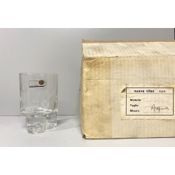 SET 6 BICCHIERI CRISTALLO BASE TRILOBATA WHISKY Mod. Nostromo ø 8x12 cm/h '70s