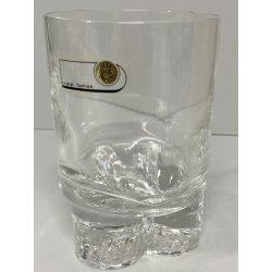 SET 6 BICCHIERI CRISTALLO BASE TRILOBATA WHISKY Mod. Nostromo ø 8x12 cm/h '70s