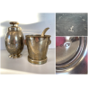 COCKTAIL SET SHAKER SECCHIELLO GHIACCIO METALLO ARGENTATO DESIGN ART DECO '40/50