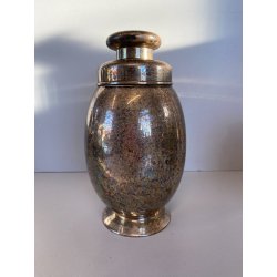 COCKTAIL SET SHAKER SECCHIELLO GHIACCIO METALLO ARGENTATO DESIGN ART DECO '40/50