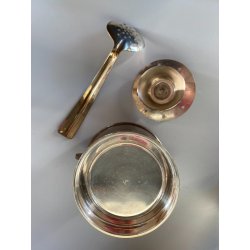 COCKTAIL SET SHAKER SECCHIELLO GHIACCIO METALLO ARGENTATO DESIGN ART DECO '40/50