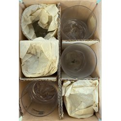 SET 6 BICCHIERI CRISTALLO VINTAGE BASE TRILOBATA WHISKY "Nostromo" ø8x12cm/h '70