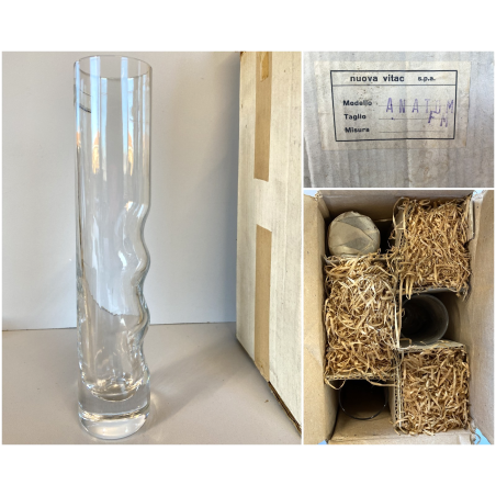 SET 6 BICCHIERI CRISTALLO VINTAGE MIDCENTURY  Mod.  Anatom ø5x23,5cm/h BOXED '70