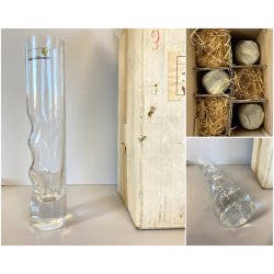 SET 6 BICCHIERI CRISTALLO MIDCENTURY Mod.  Anatom ø5x23,5cm/h BOXED VINTAGE '70s