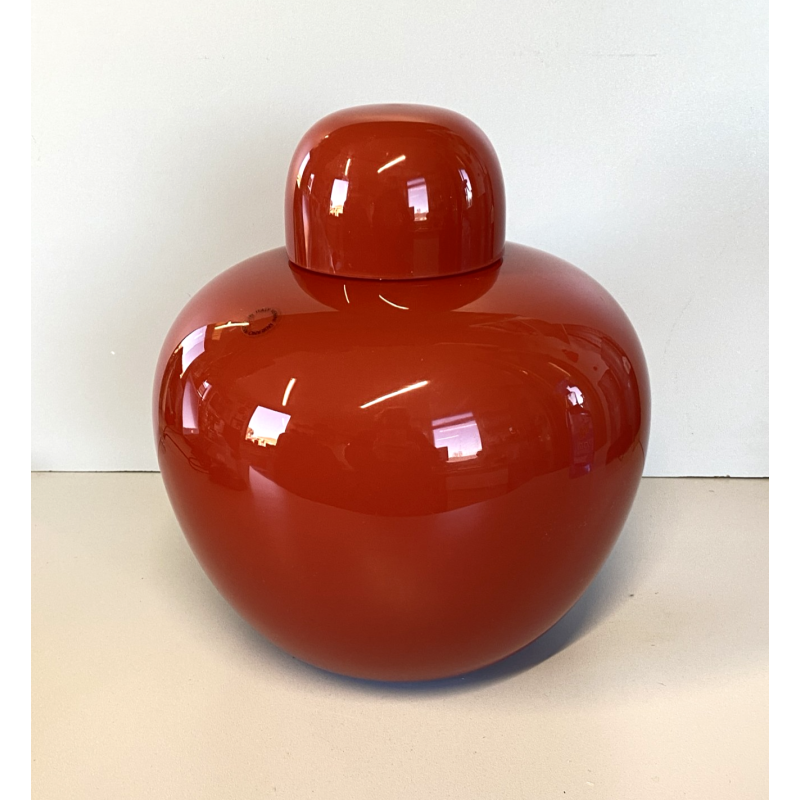 VASO VETRO SOFFIATO MURANO DESIGN Tobia Scarpa PER VENINI '90 ROSSO ø21 x23cm/h