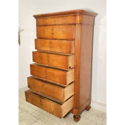 ANTICO SETTIMANALE CAPPUCCINO LEGNO NOCE 1800 CASSETTI CARLO X GUARDAROBA EPOCA