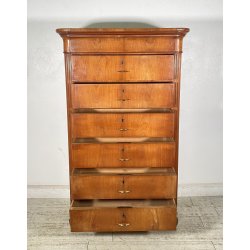 ANTICO SETTIMANALE CAPPUCCINO LEGNO NOCE 1800 CASSETTI CARLO X GUARDAROBA EPOCA