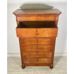 ANTICO SETTIMANALE CAPPUCCINO LEGNO NOCE 1800 CASSETTI CARLO X GUARDAROBA EPOCA