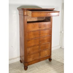 ANTICO SETTIMANALE CAPPUCCINO LEGNO NOCE 1800 CASSETTI CARLO X GUARDAROBA EPOCA