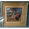 ANTICO QUADRO DIPINTO OLIO Vincenzo Irolli NAPOLI Paesaggio Terrazza RITRATTO
