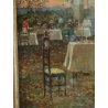 ANTICO QUADRO DIPINTO OLIO Vincenzo Irolli NAPOLI Paesaggio Terrazza RITRATTO