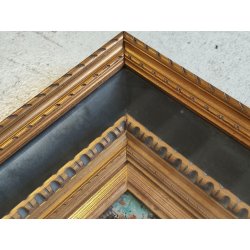 ANTICO QUADRO DIPINTO OLIO Vincenzo Irolli NAPOLI Paesaggio Terrazza RITRATTO