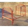 ANTICO LETTO ROSSO IN FERRO E OTTONE LIBERTY OLD BED CAMERA PIAZZA E MEZZA
