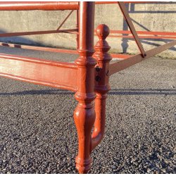 ANTICO LETTO ROSSO IN FERRO E OTTONE LIBERTY OLD BED CAMERA PIAZZA E MEZZA