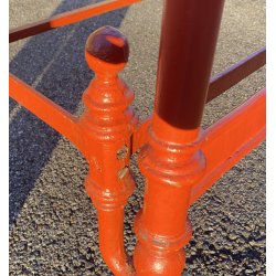 ANTICO LETTO ROSSO IN FERRO E OTTONE LIBERTY OLD BED CAMERA PIAZZA E MEZZA