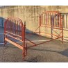 ANTICO LETTO ROSSO IN FERRO E OTTONE LIBERTY OLD BED CAMERA PIAZZA E MEZZA